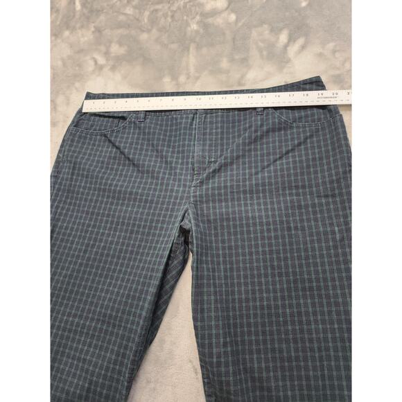 Ralph Lauren Plaid High Rise Straight Leg Pant Size 18 Blue Green Stretch Cotton - Picture 8 of 12